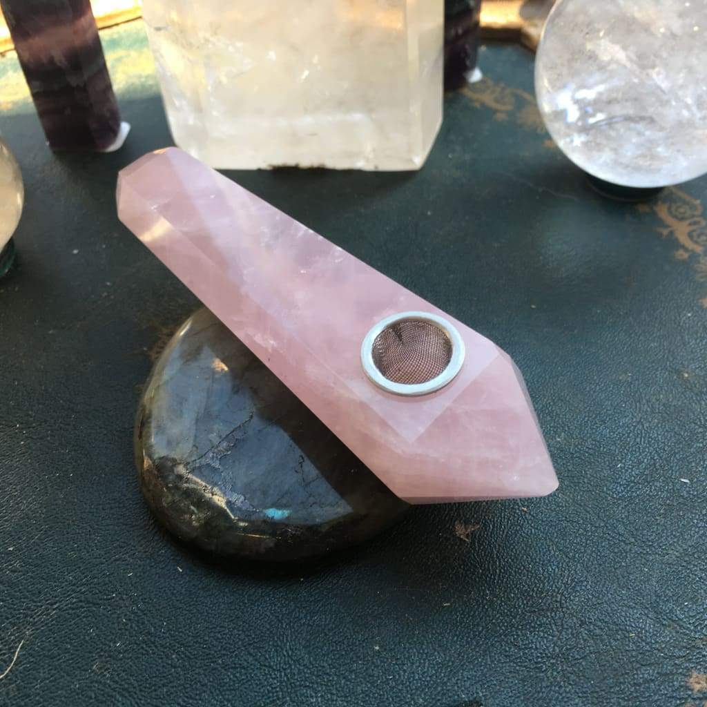 Rose Quartz Gemstone Crystal Pipe