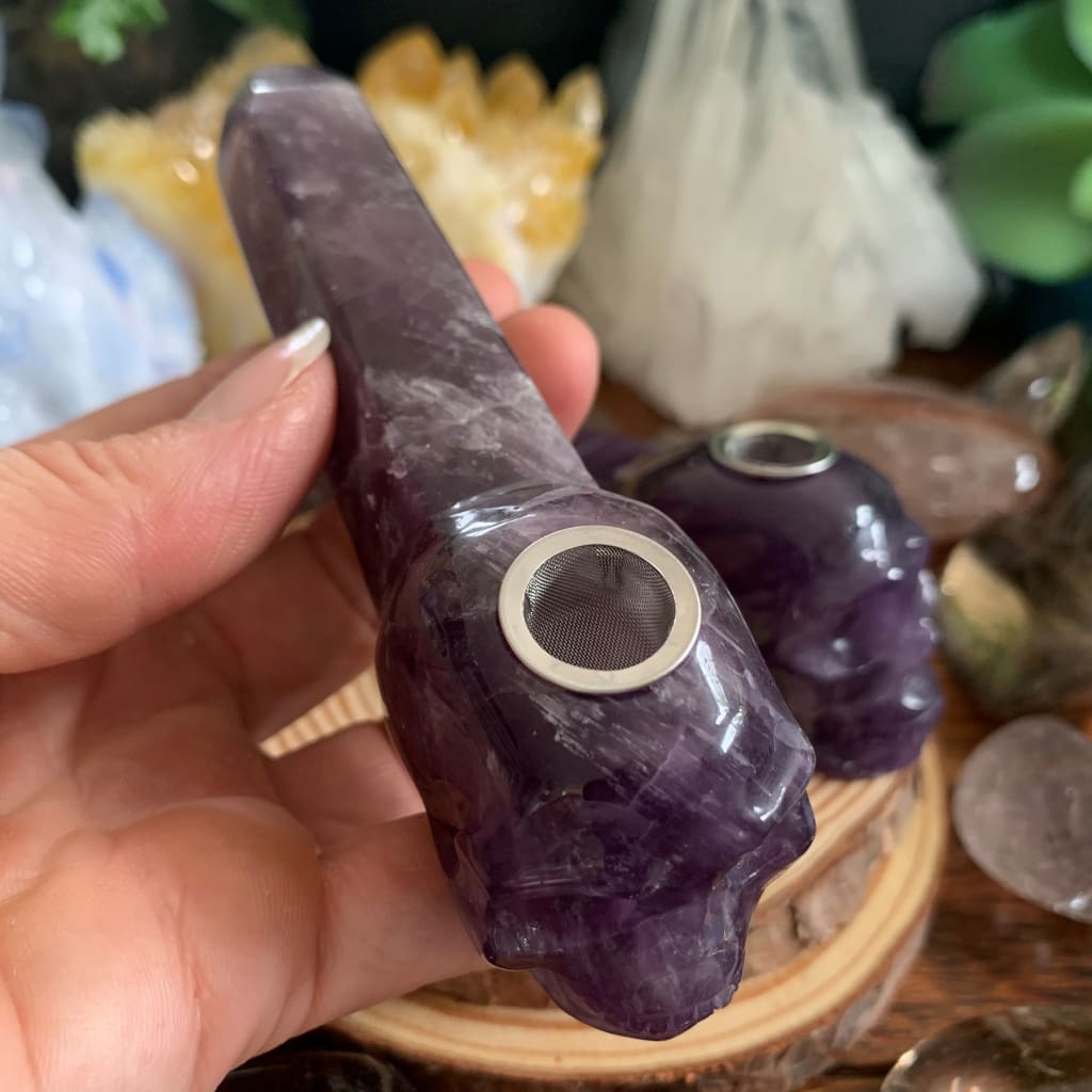 Amethyst Crystal Skull Pipe