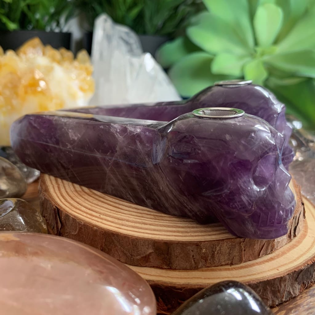 Amethyst Crystal Skull Pipe