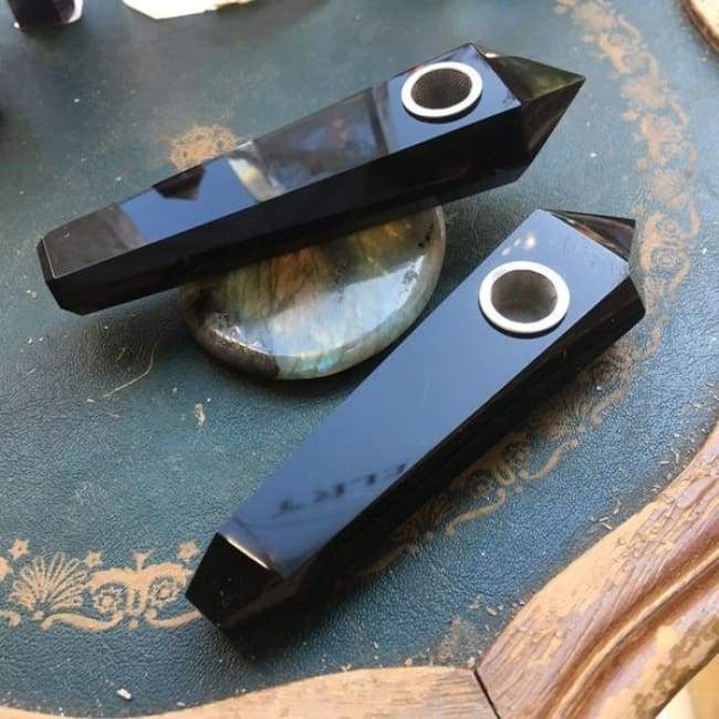 Obsidian Gemstone Crystal Pipe