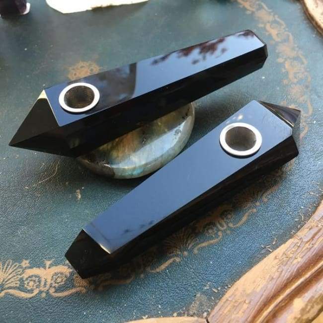 Obsidian Gemstone Crystal Pipe