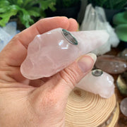 Rose Quartz Crystal Skull Pipe